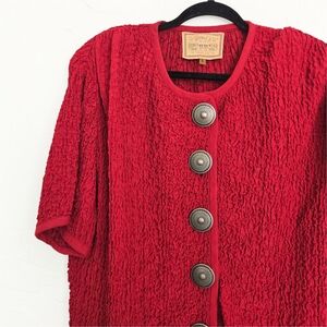 Double D Ranch Red Textured Short-Sleeve Coat with Concho Buttons